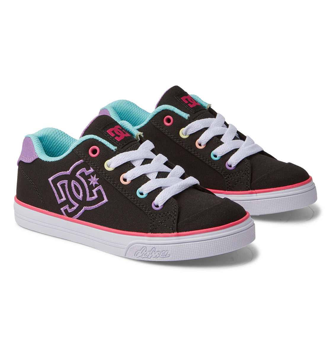 DC Chelsea Kids' Sneakers Black / Multicolor Stripes | US-9485ZWH