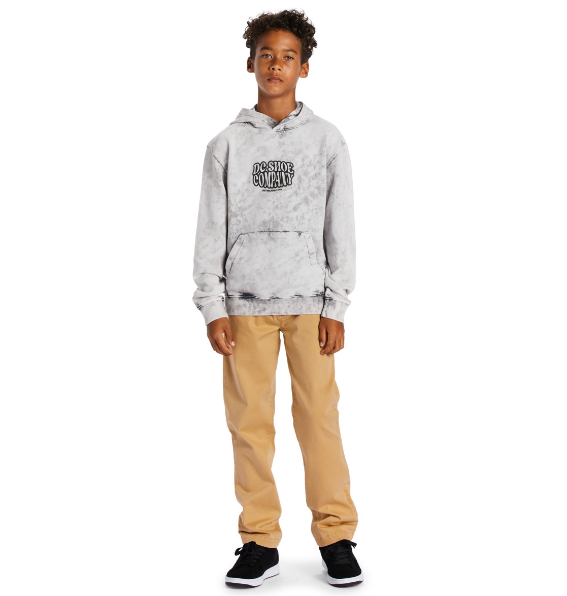 DC Contour Kids' Hoodie Grey Wash | US-4836XMC