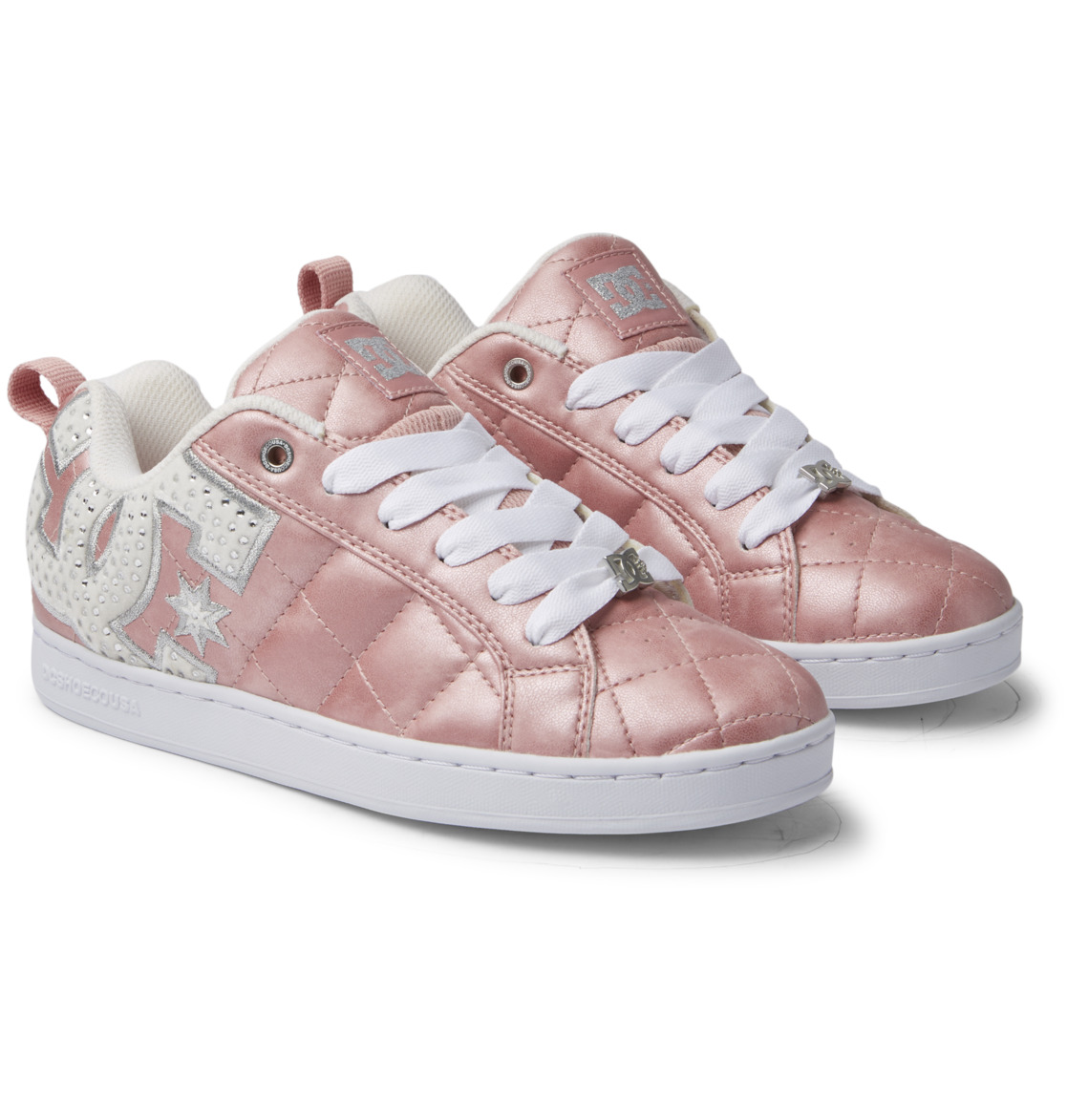 DC Court Graffik SE Leather Women Sneakers Pink Silver | US-8602CGR