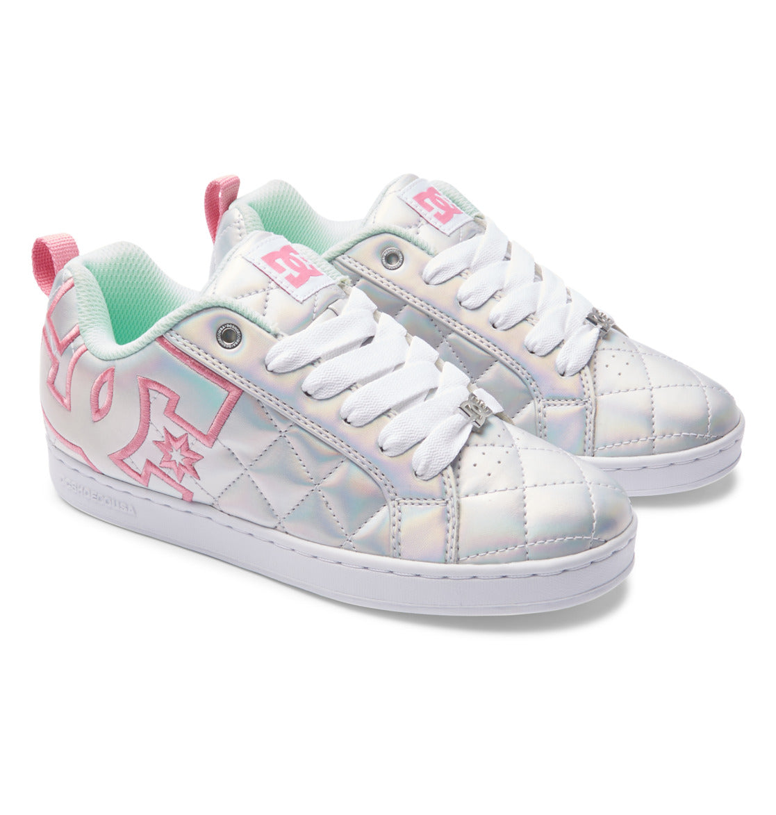 DC Court Graffik SE Women Sneakers White / Metal Silver / Pink | US-9825ZGJ