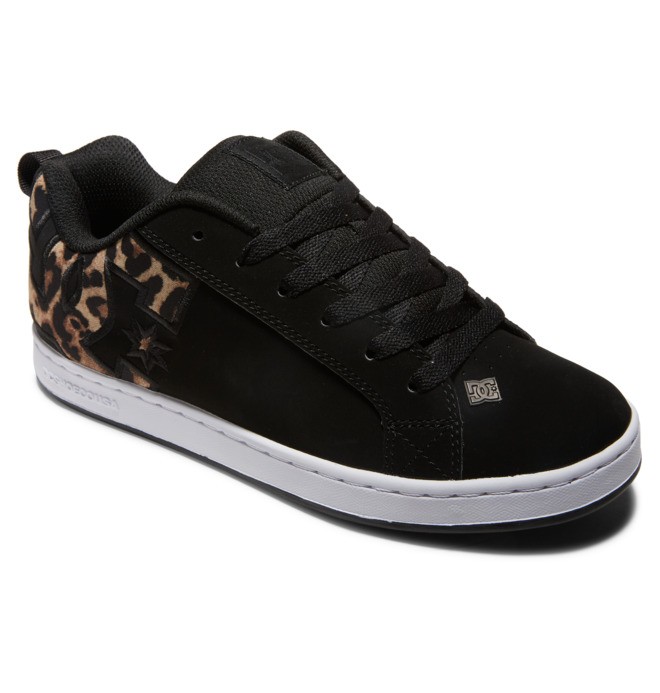 DC Court Graffik Women Sneakers Black / White / Leopard | US-4891HYK