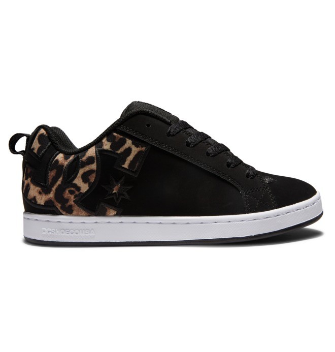 DC Court Graffik Women Sneakers Black / White / Leopard | US-4891HYK