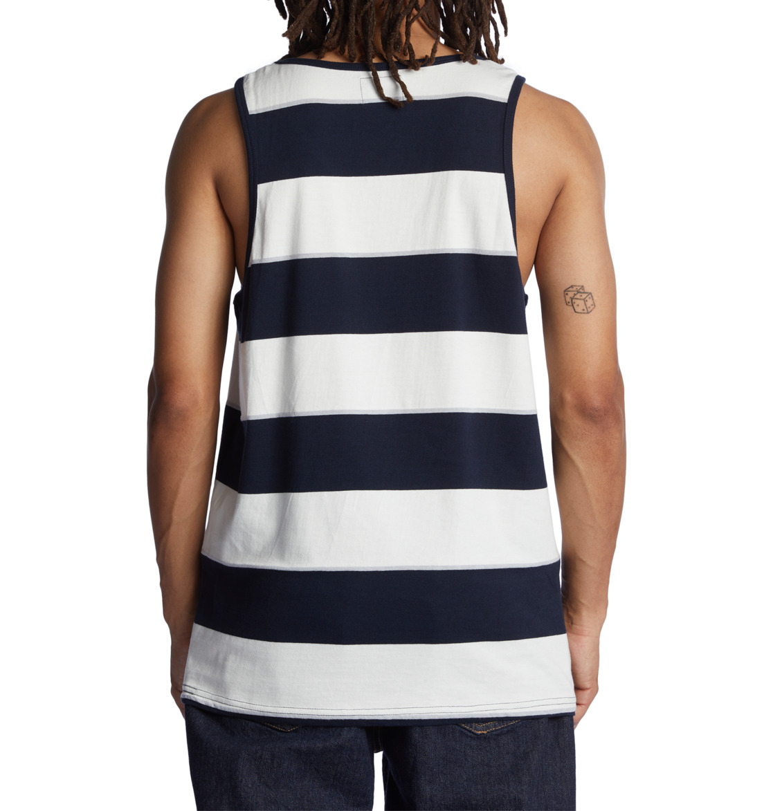 DC Crate Stripe Vest Men T-Shirt Navy Stripes | US-9315JUS