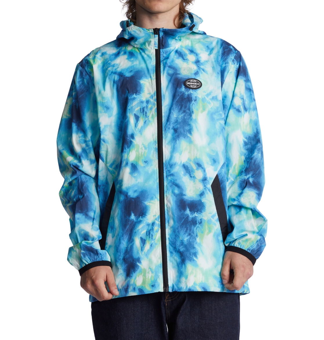 DC Define Print Water-Resistant Windbreaker Men Jackets Green Blue | US-2140NJD