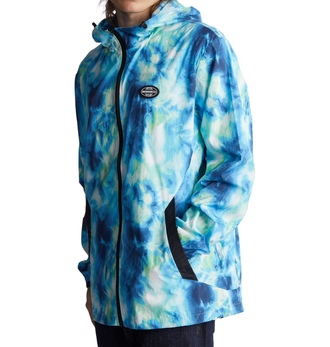 DC Define Print Water-Resistant Windbreaker Men Jackets Green Blue | US-2140NJD