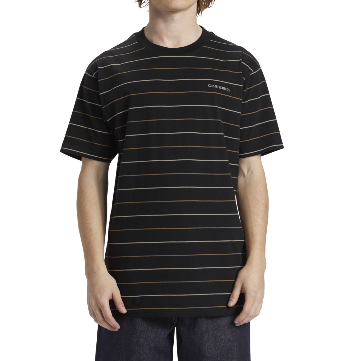 DC Lowstate Stripe Men T-Shirt Black Stripes | US-4053HNZ