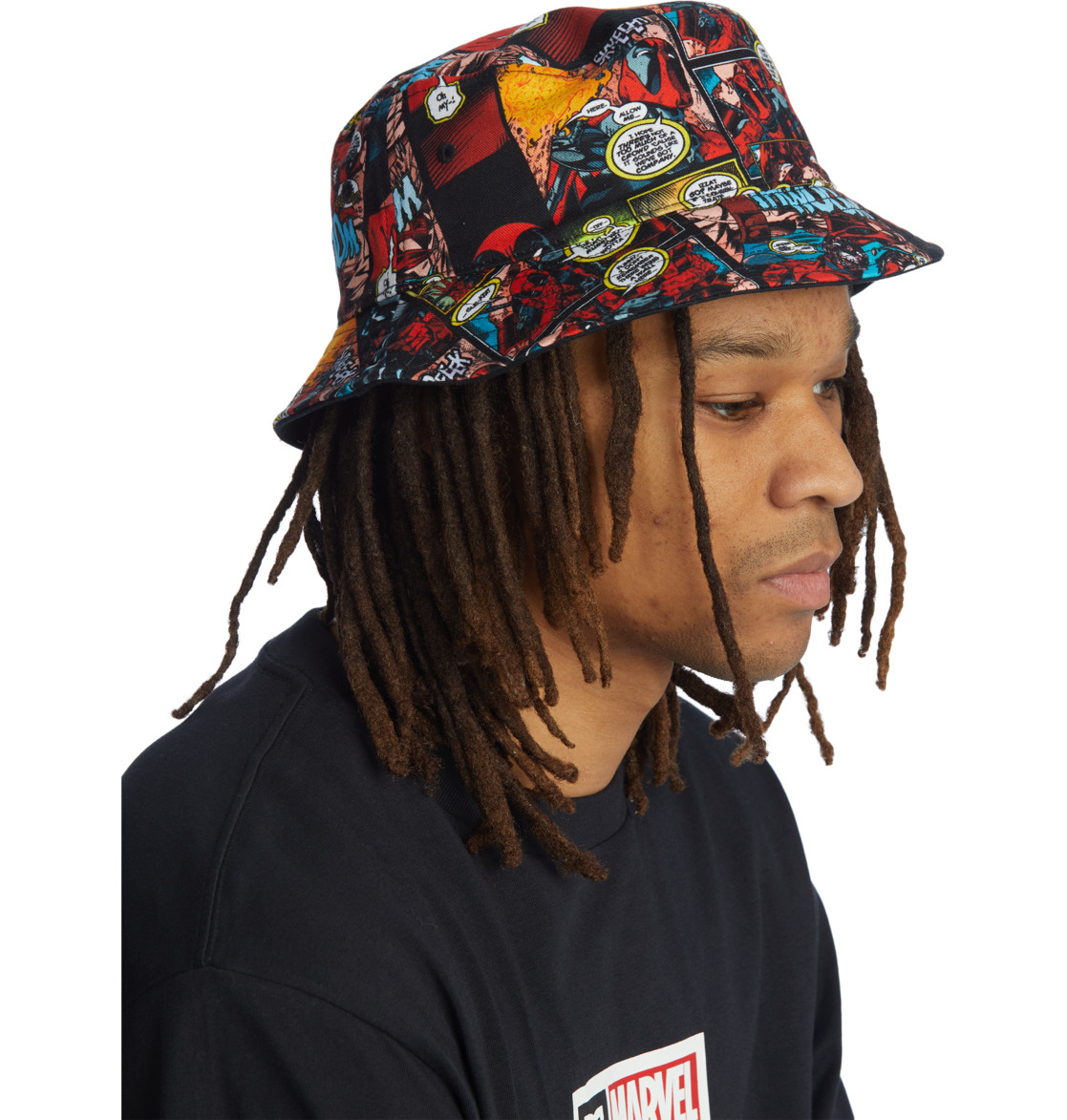 DC Marvel Deadpool X DC Reversible Bucket Men Hats Black | US-2159XIM