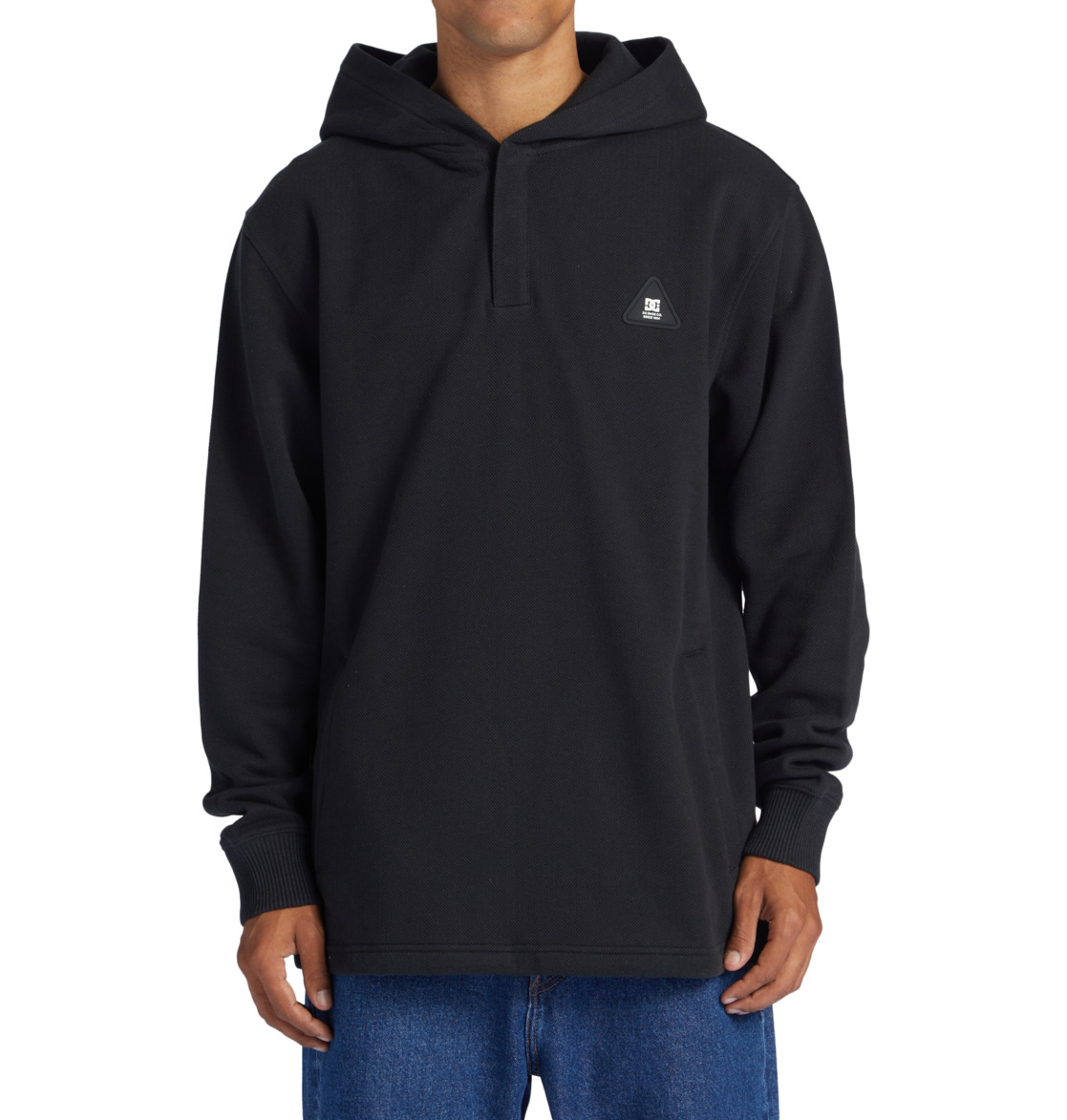 DC Offpeak Hooded Henley Top Men Hoodie Black | US-5182JNM