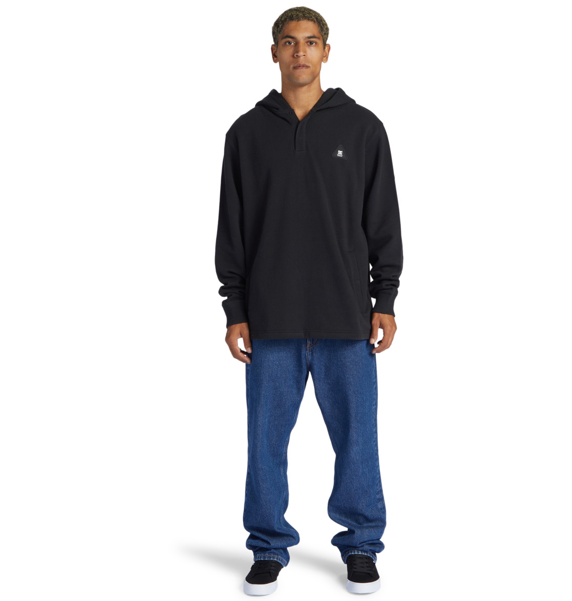 DC Offpeak Hooded Henley Top Men Hoodie Black | US-5182JNM