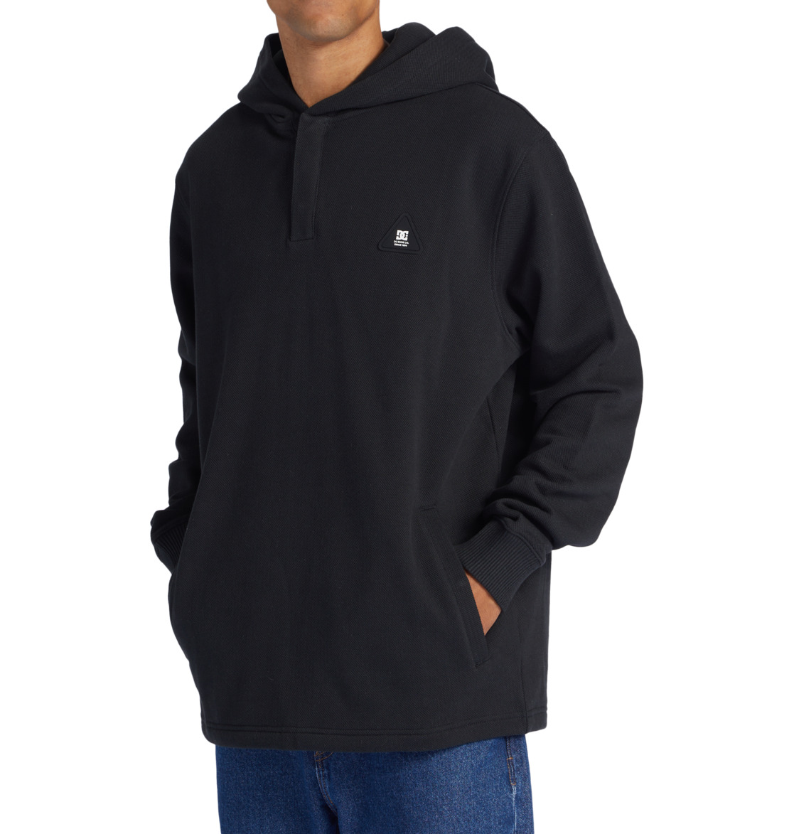 DC Offpeak Hooded Henley Top Men Hoodie Black | US-5182JNM