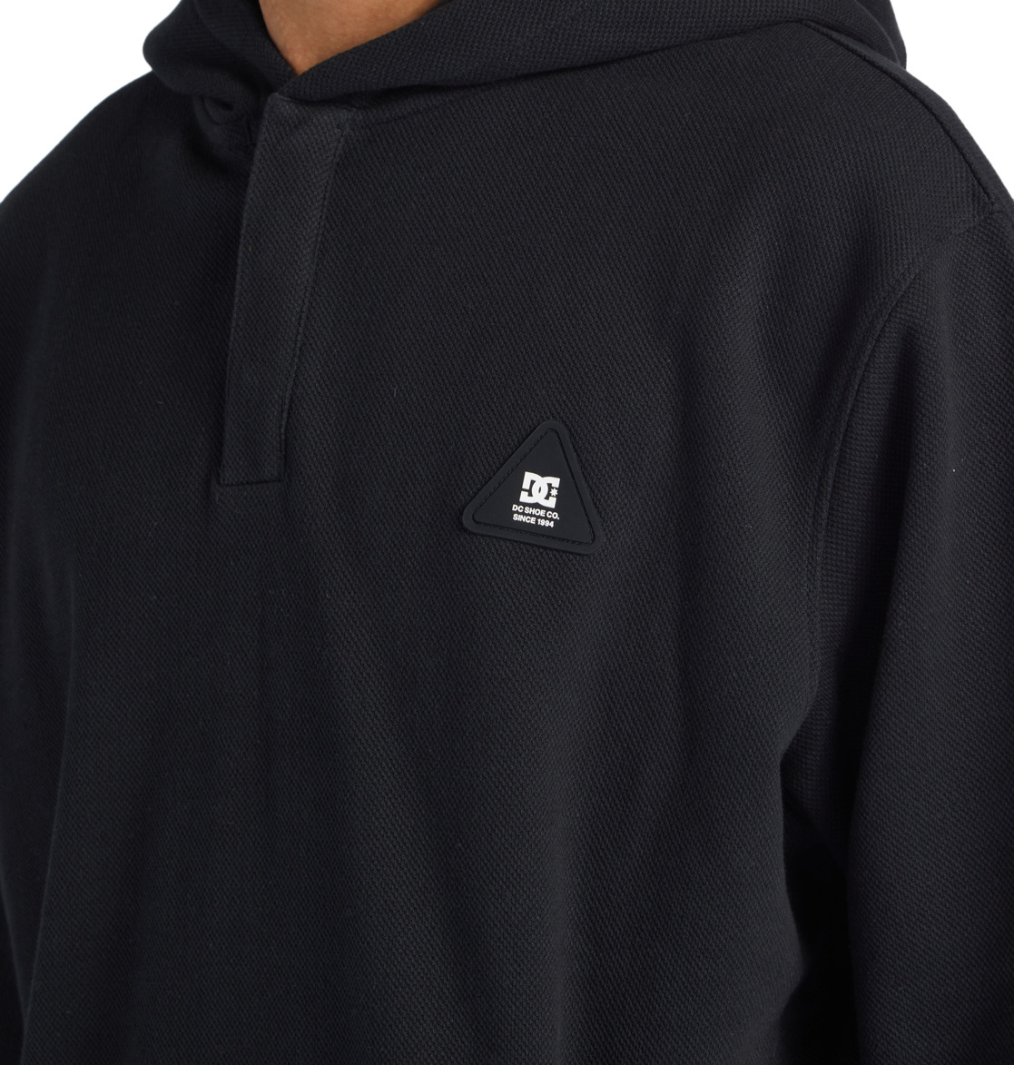 DC Offpeak Hooded Henley Top Men Hoodie Black | US-5182JNM