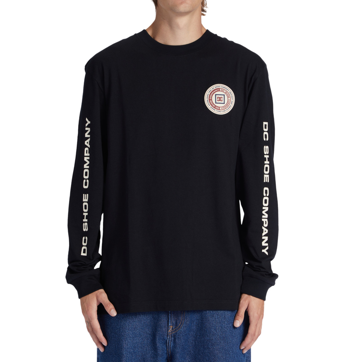 DC Old Head Long Sleeve Men T-Shirt Black | US-9156ZDF