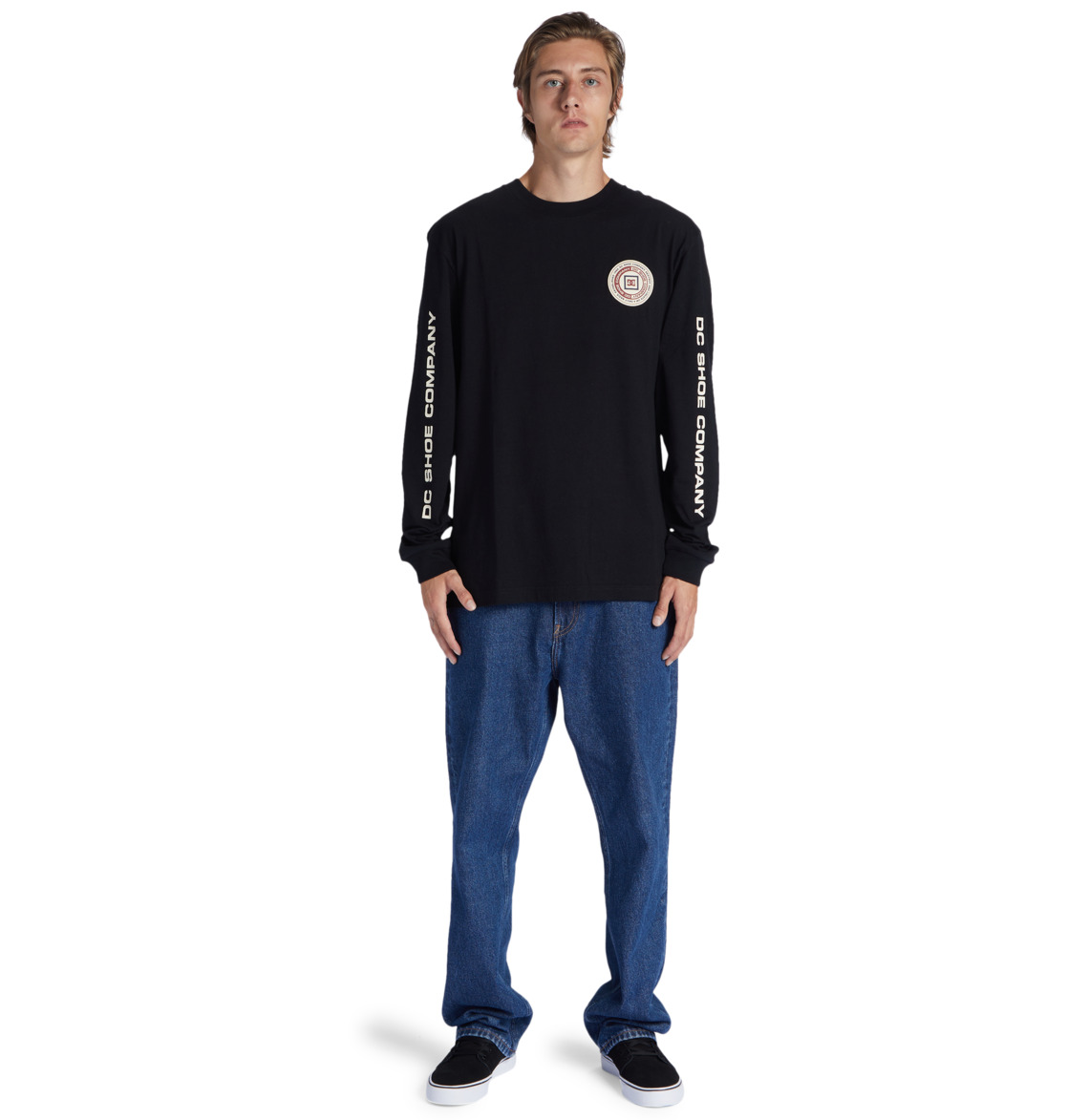 DC Old Head Long Sleeve Men T-Shirt Black | US-9156ZDF