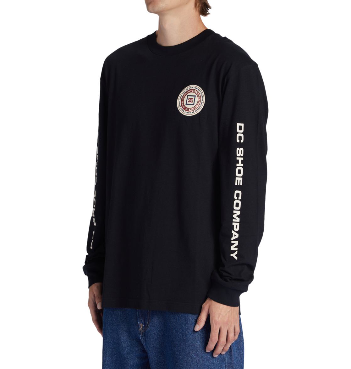 DC Old Head Long Sleeve Men T-Shirt Black | US-9156ZDF