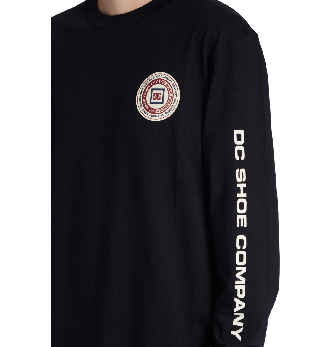 DC Old Head Long Sleeve Men T-Shirt Black | US-9156ZDF