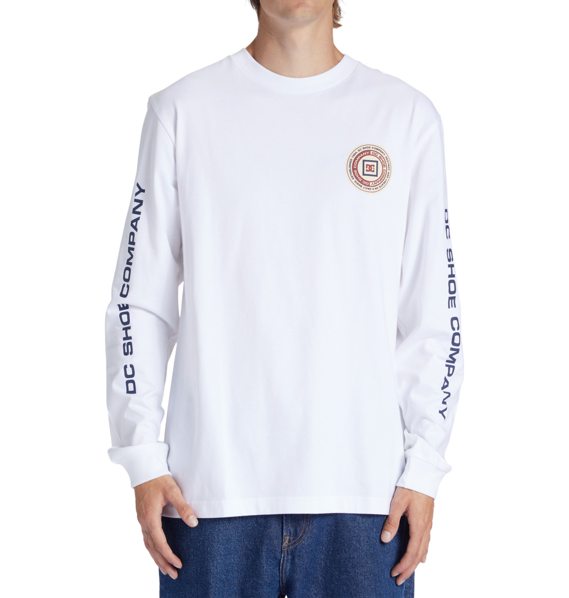 DC Old Head Long Sleeve Men T-Shirt White | US-2481XDU