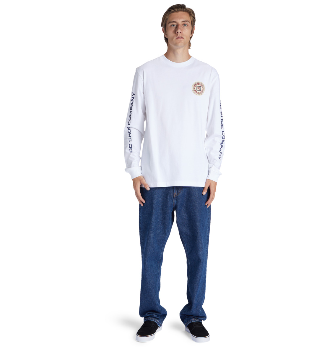 DC Old Head Long Sleeve Men T-Shirt White | US-2481XDU