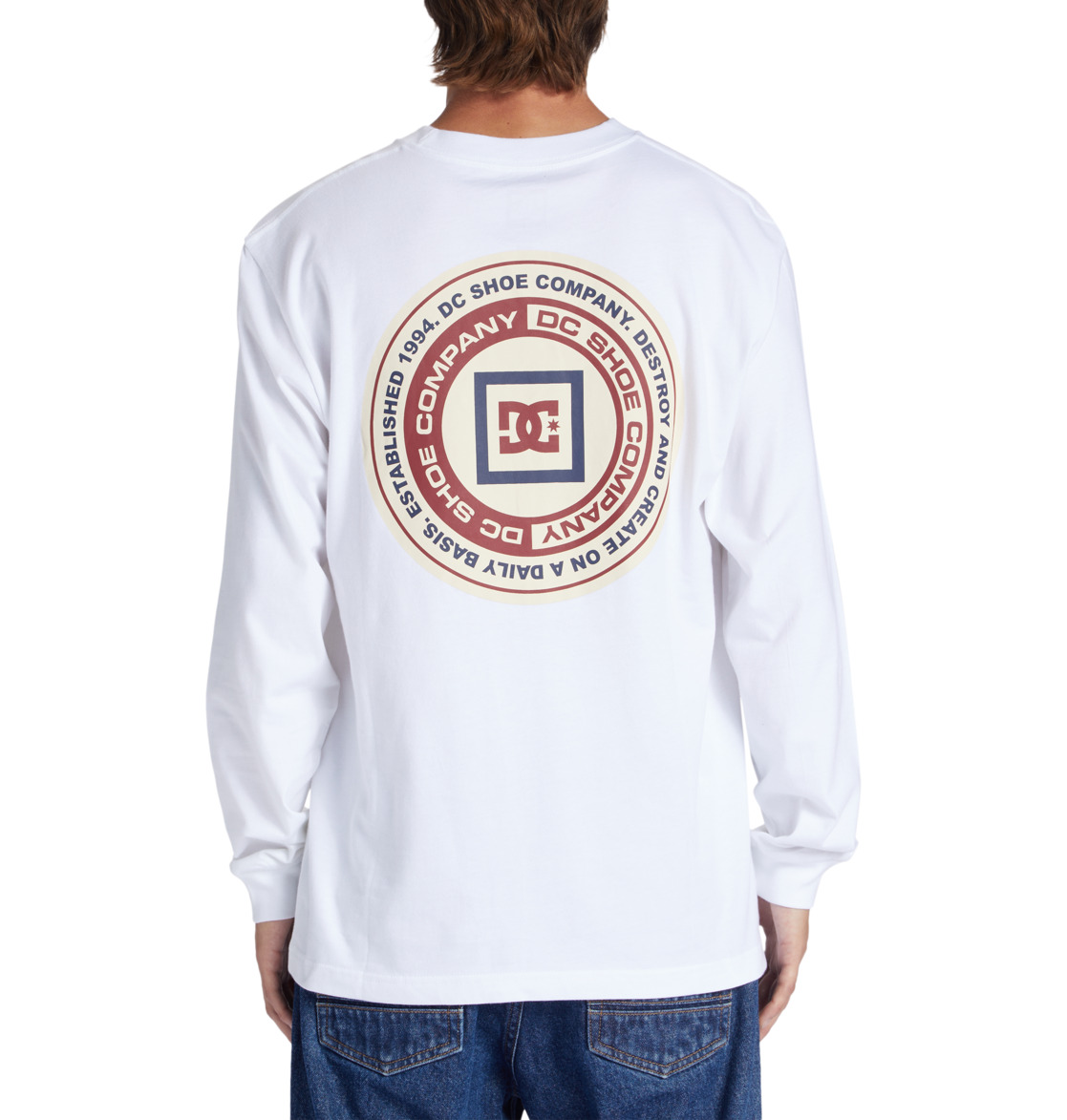 DC Old Head Long Sleeve Men T-Shirt White | US-2481XDU