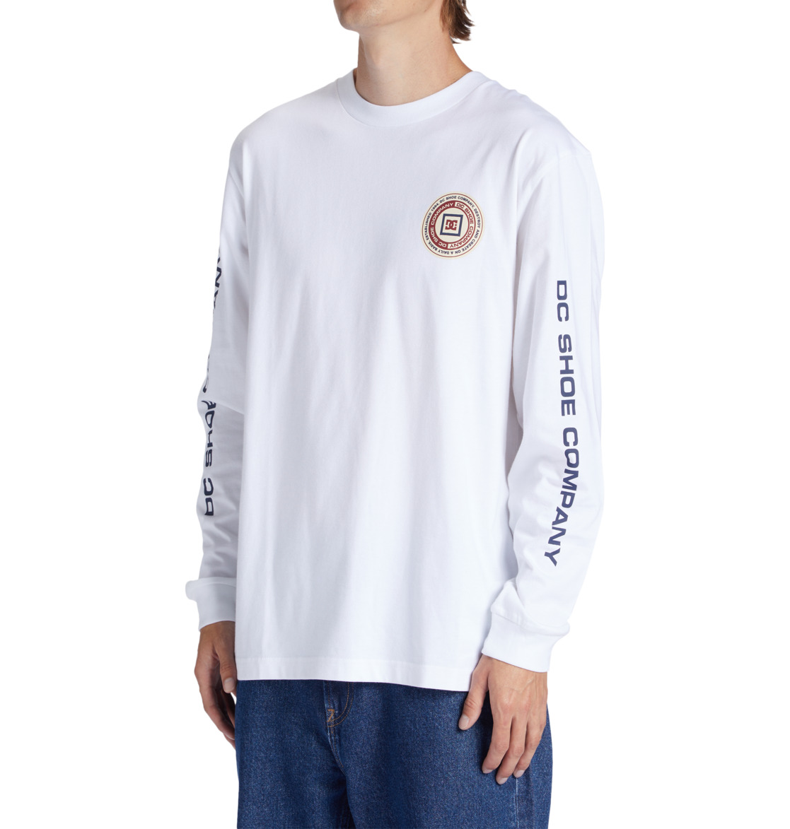 DC Old Head Long Sleeve Men T-Shirt White | US-2481XDU