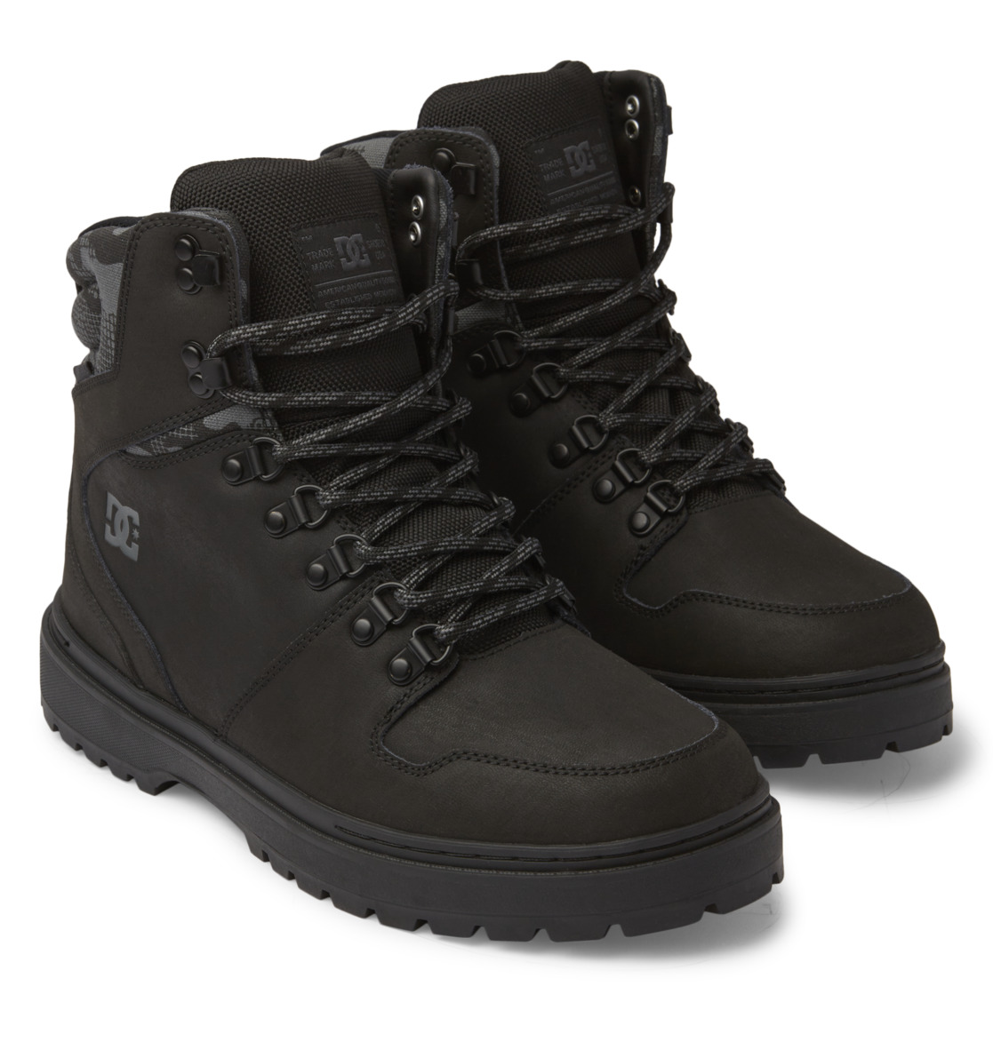 DC Peary Tr Leather Men Winter Boots Black / Camo | US-9203AHN