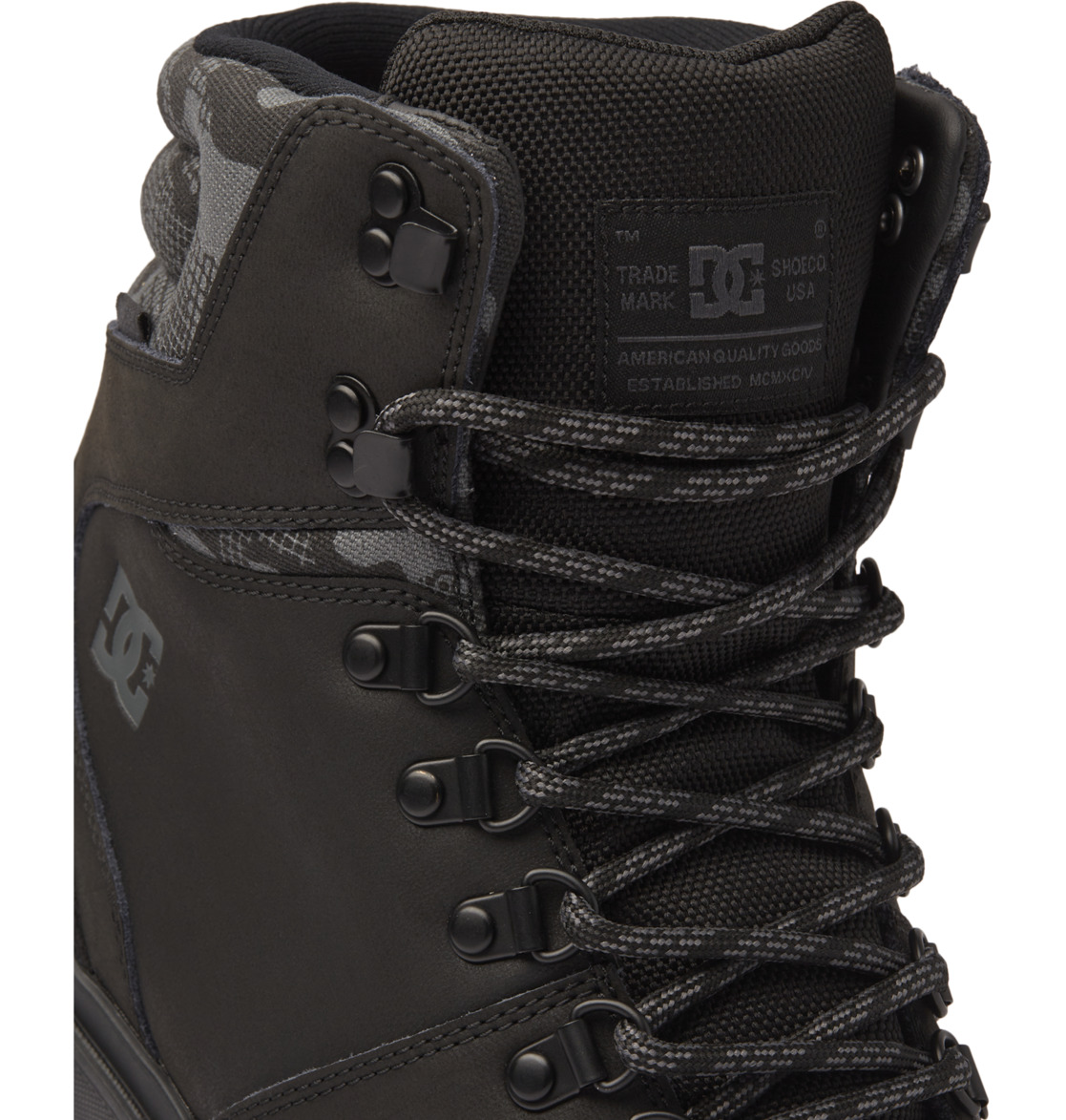 DC Peary Tr Leather Men Winter Boots Black / Camo | US-9203AHN