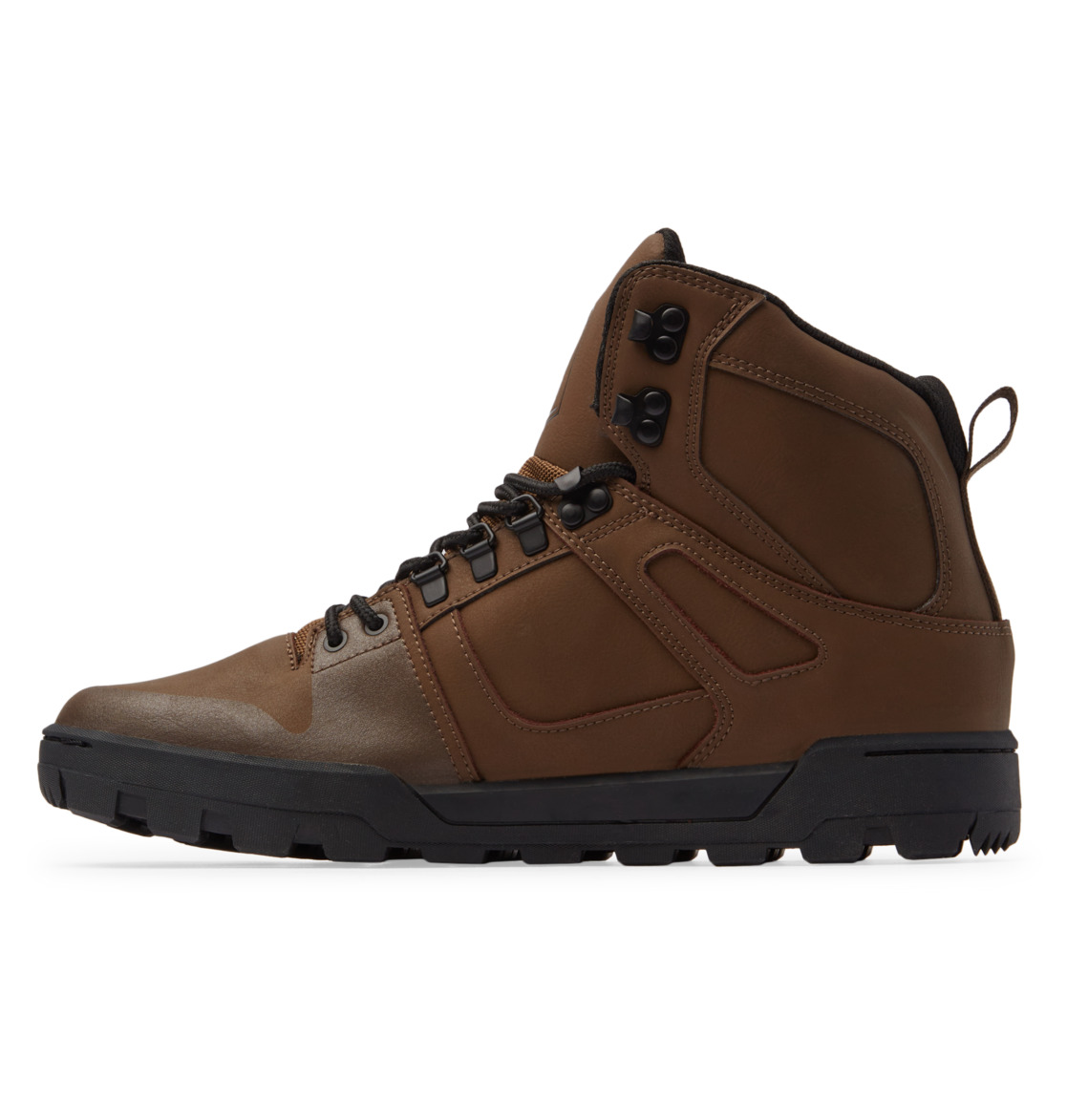 DC Pure Hi Water Resistant High Top Leather Men Winter Boots Dark Chocolate | US-6957NQC