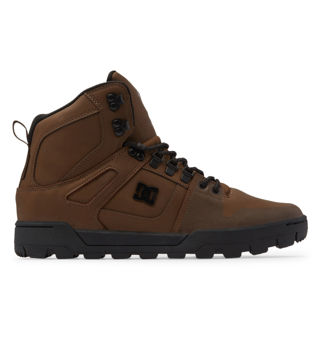 DC Pure Hi Water Resistant High Top Leather Men Winter Boots Dark Chocolate | US-6957NQC