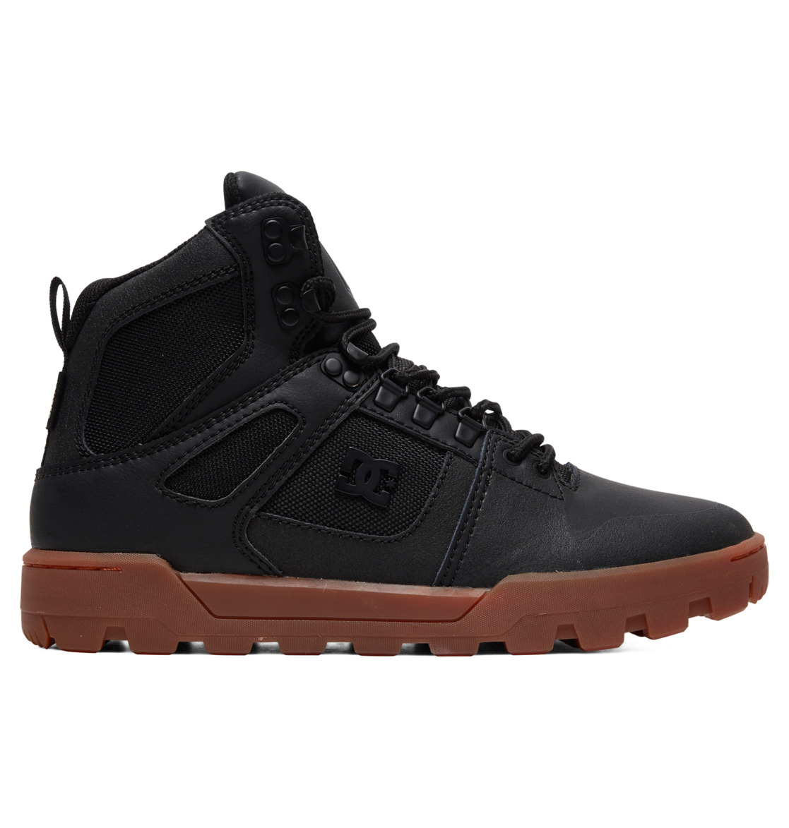 DC Pure Hi Water Resistant High Top Leather Men Winter Boots Black | US-2431TRX