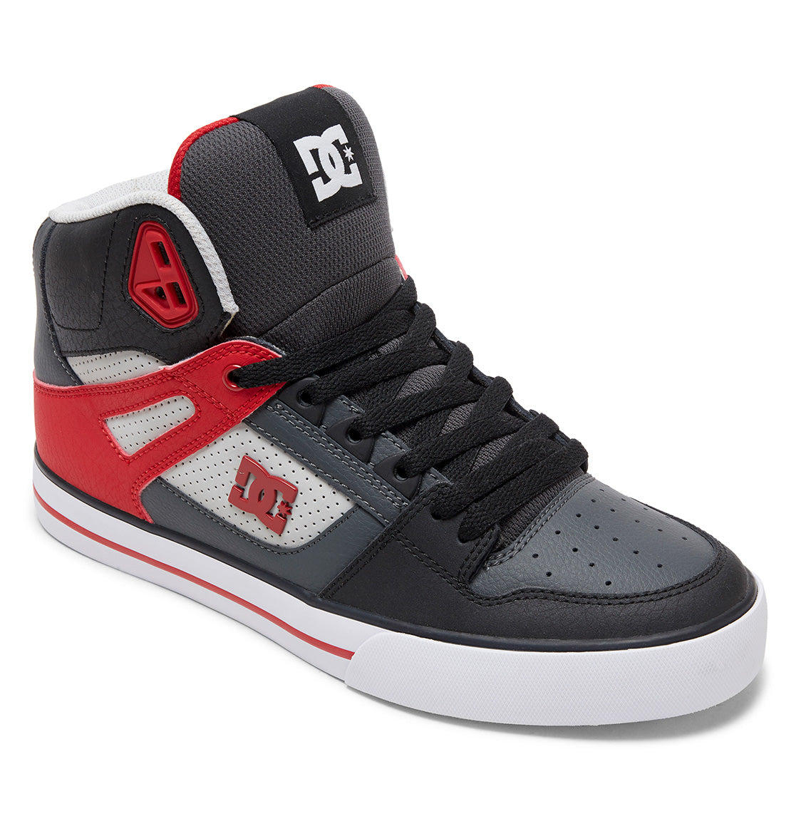 DC Pure High-Top Men Sneakers Grey / Red | US-4802LSQ