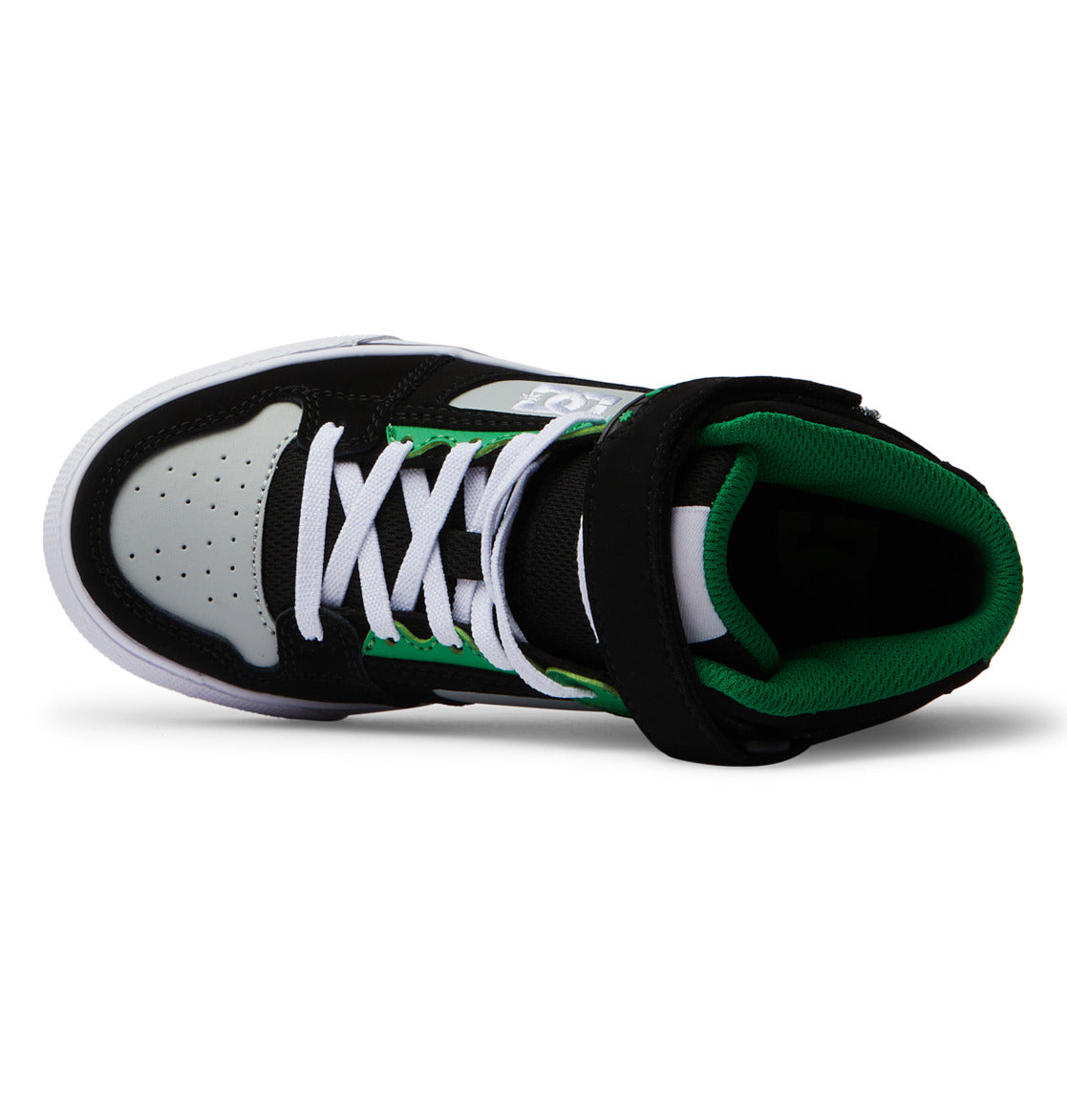 DC Pure High Elastic Lace High-Top Kids' Sneakers Black / Green | US-2357HBY