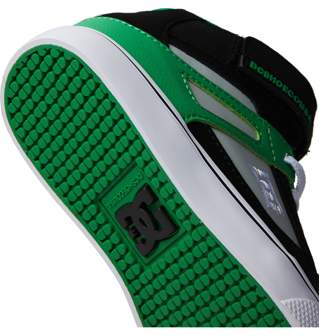 DC Pure High Elastic Lace High-Top Kids' Sneakers Black / Green | US-2357HBY