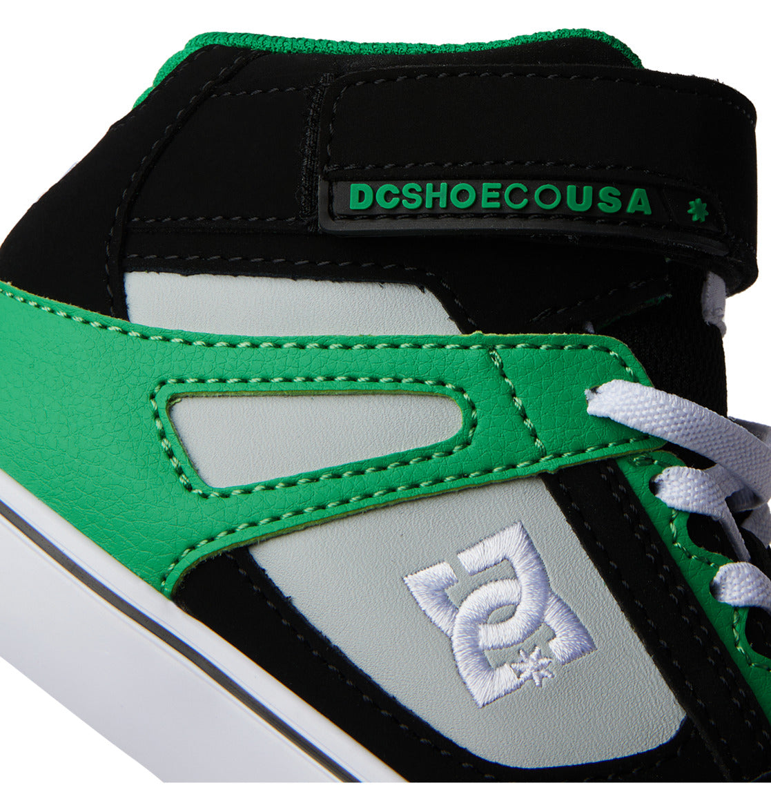 DC Pure High Elastic Lace High-Top Kids' Sneakers Black / Green | US-2357HBY