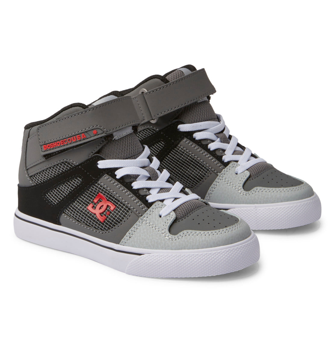 DC Pure High Elastic Lace High-Top Kids' Sneakers Red / Grey | US-5980BZR