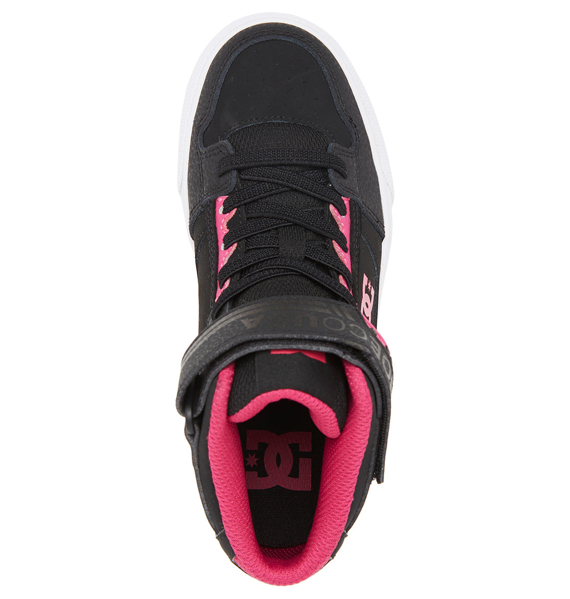 DC Pure High Elastic Lace High-Top Kids' Sneakers Black / Pink / Black | US-3246JOX