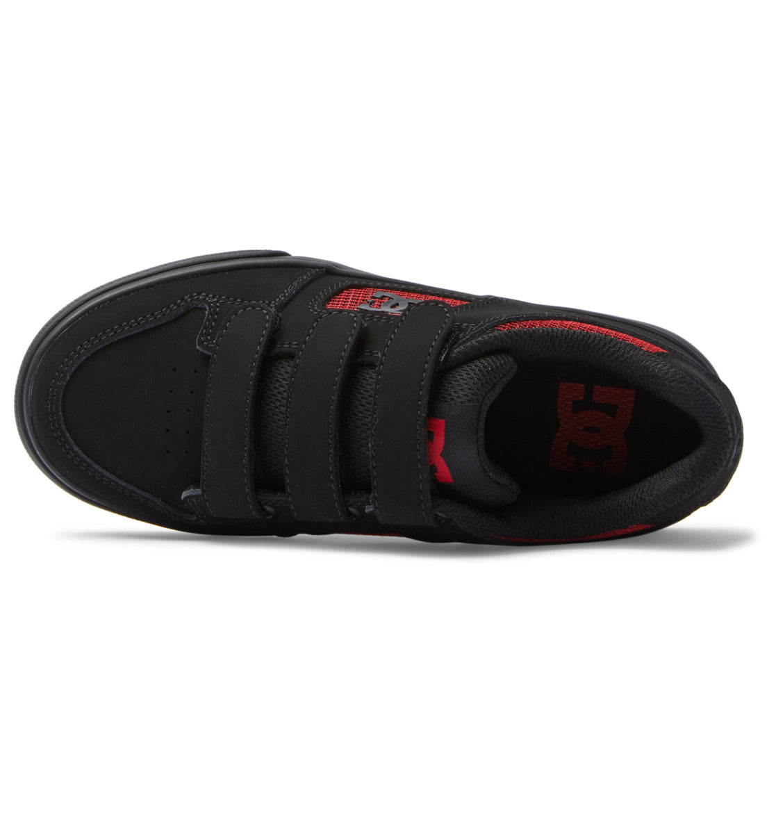 DC Pure Velcro Kids' Sneakers Black / Red | US-1926CRM