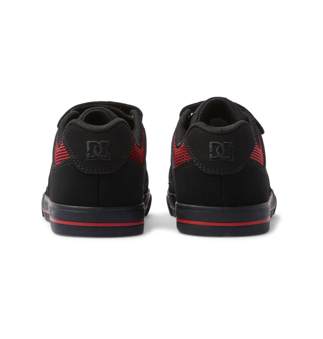 DC Pure Velcro Kids' Sneakers Black / Red | US-1926CRM