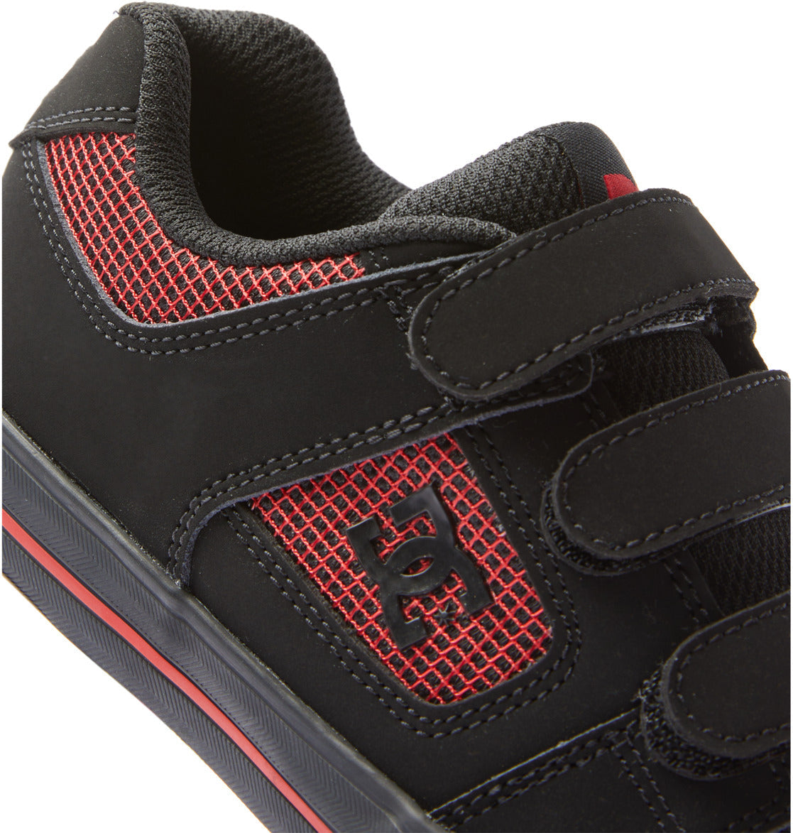 DC Pure Velcro Kids' Sneakers Black / Red | US-1926CRM