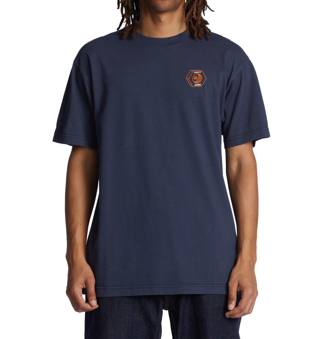 DC Quality Goods Men T-Shirt Navy Wash | US-7382WYJ