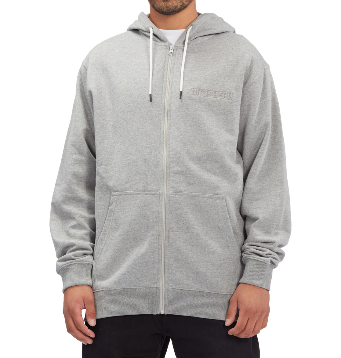 DC Riot Zip-Up Men Hoodie Grey | US-7852VAK