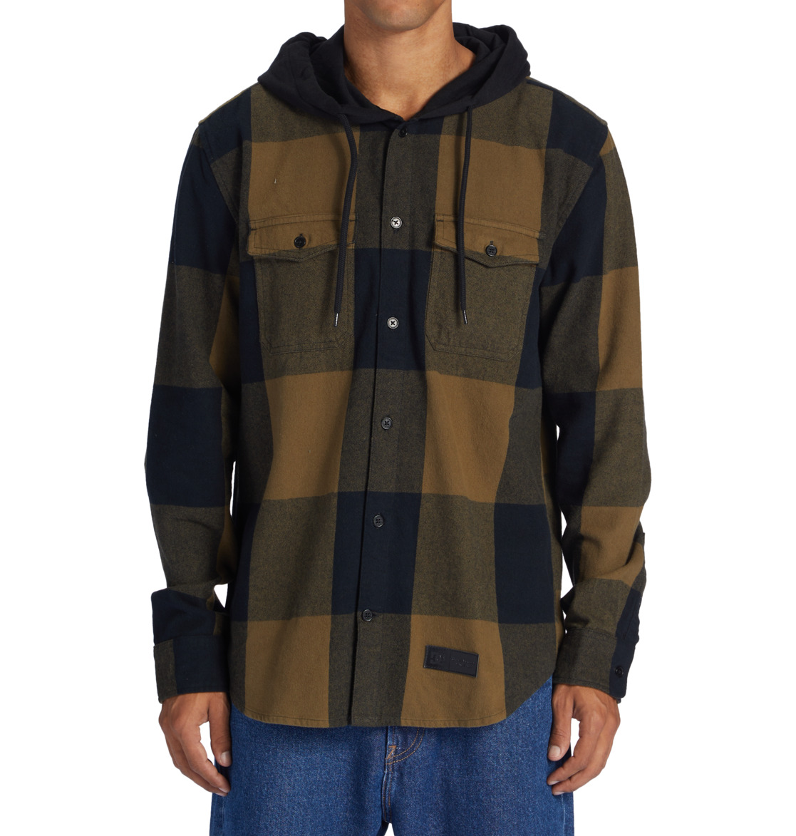 DC Ruckus Hooded Long Sleeve Men Shirts Brown / Black | US-5284QRY