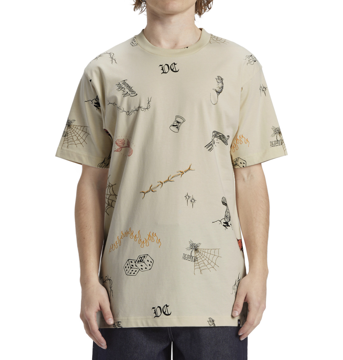 DC Scribble Men T-Shirt Beige | US-6930OWN