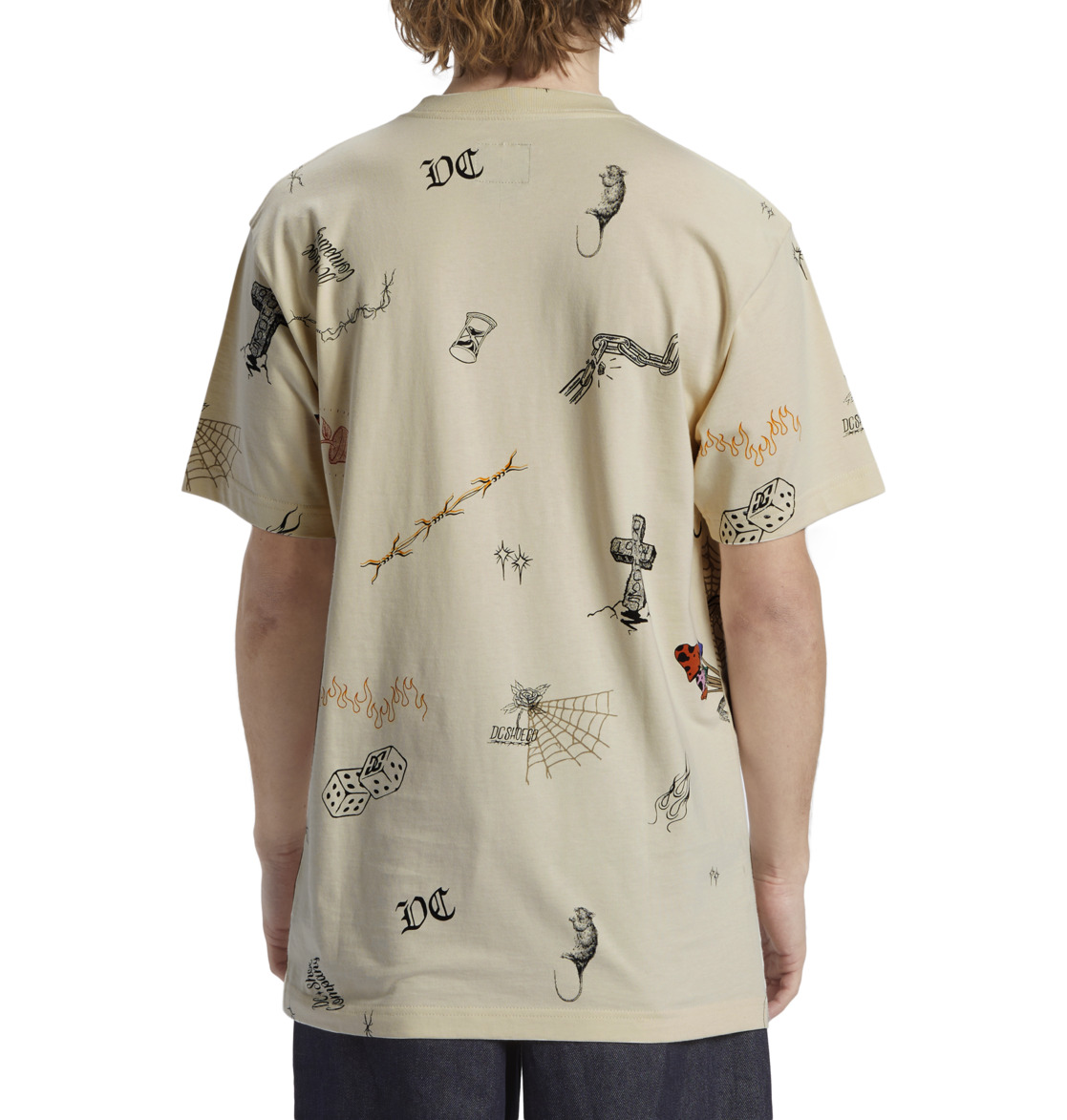 DC Scribble Men T-Shirt Beige | US-6930OWN