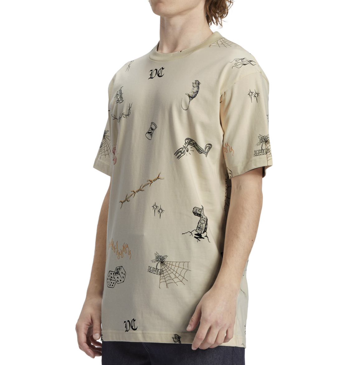 DC Scribble Men T-Shirt Beige | US-6930OWN