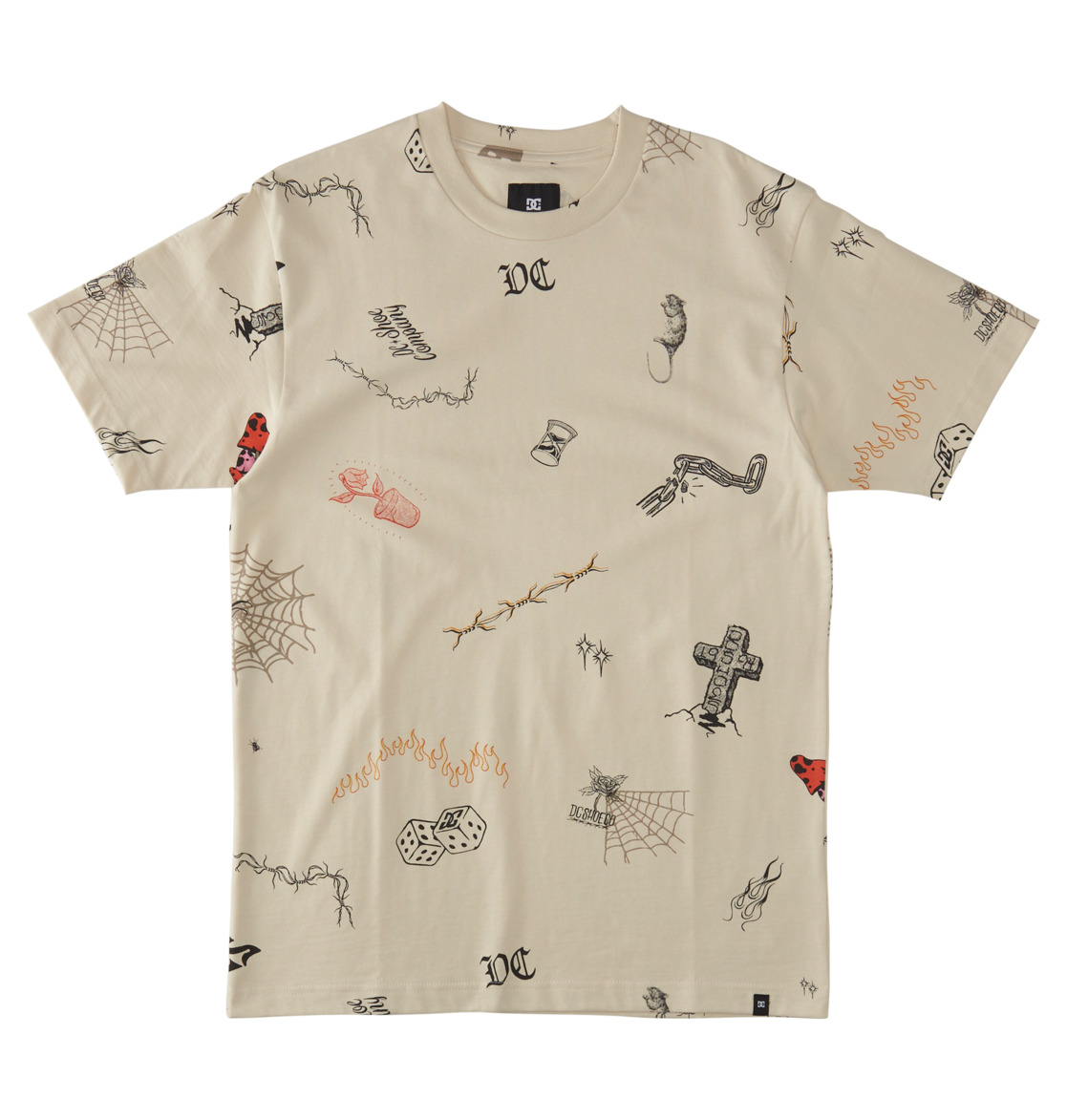 DC Scribble Men T-Shirt Beige | US-6930OWN