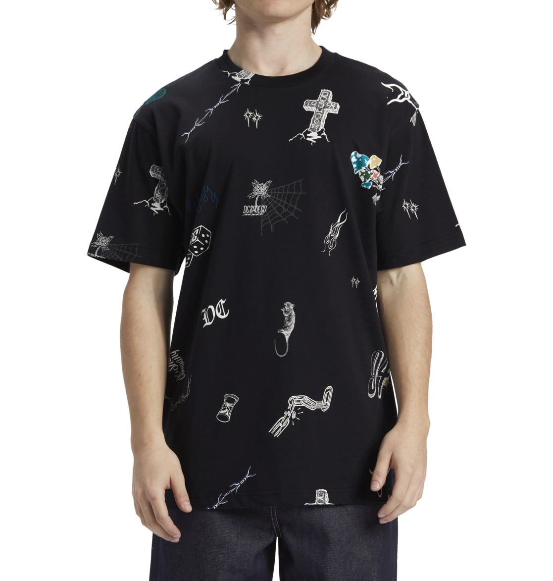 DC Scribble Men T-Shirt Black | US-6289YJH