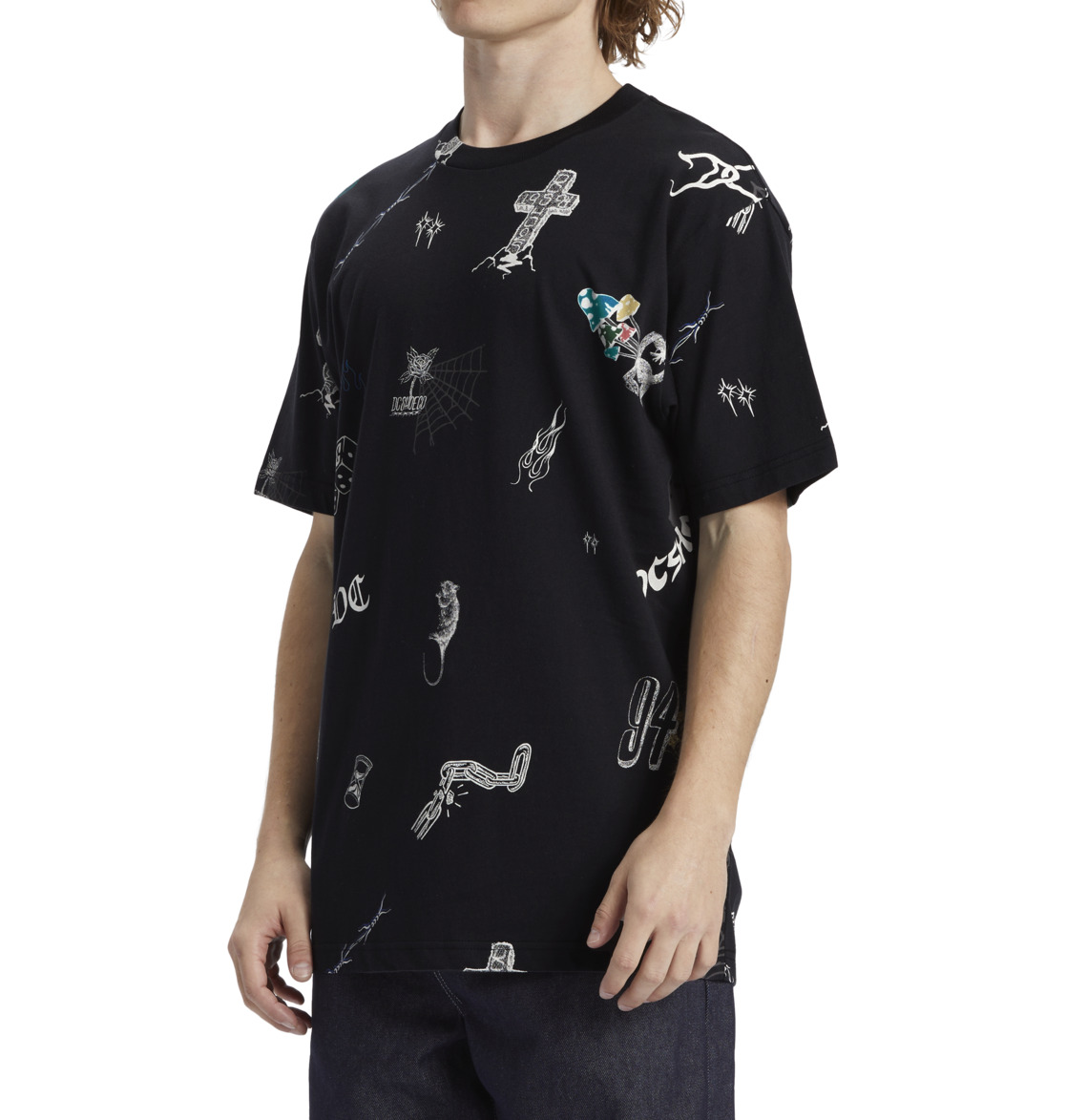 DC Scribble Men T-Shirt Black | US-6289YJH