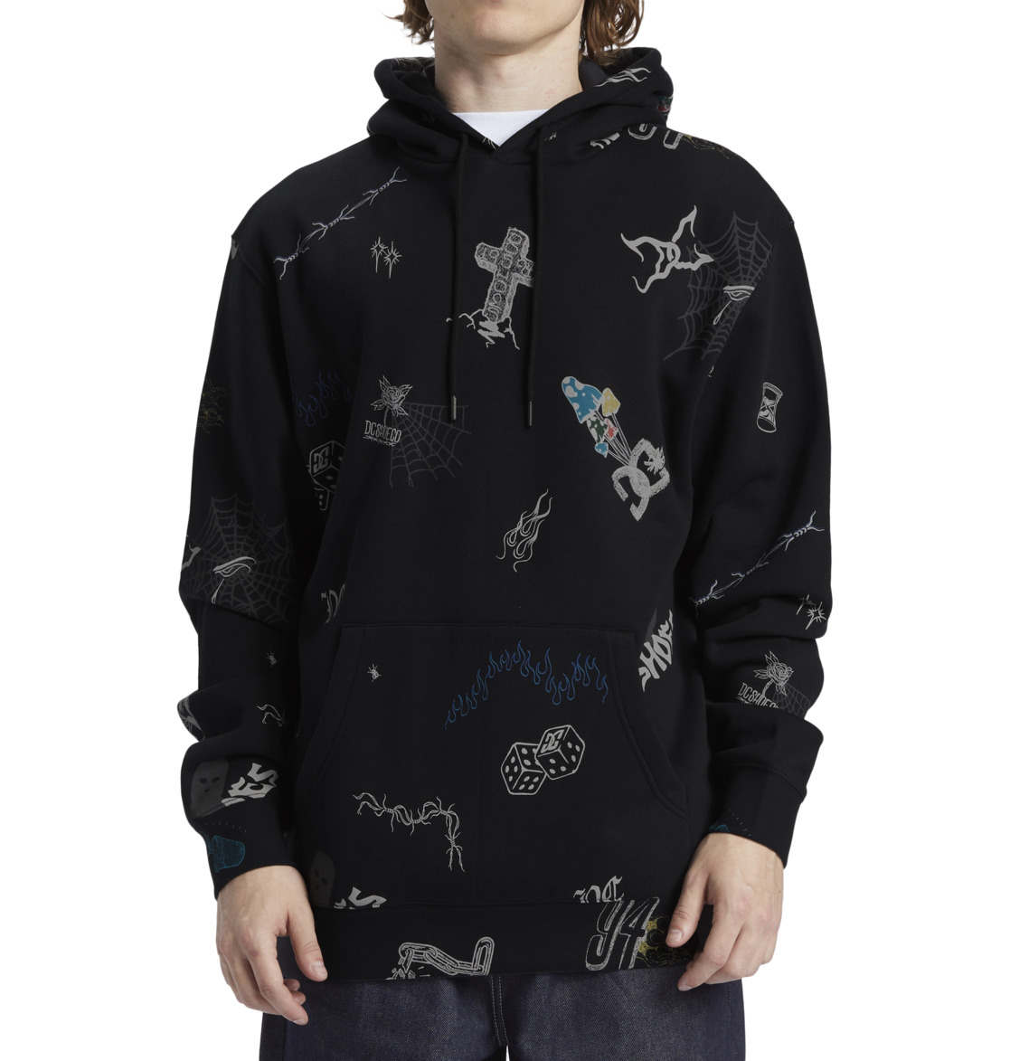 DC Scribble Pullover Men Hoodie Black | US-7841BEX