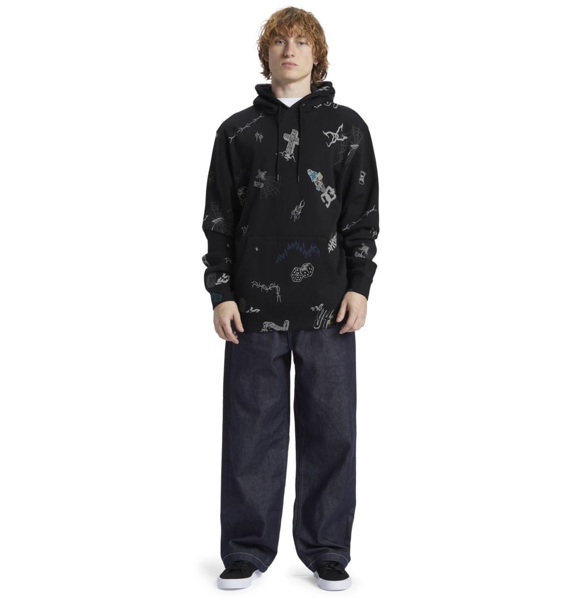 DC Scribble Pullover Men Hoodie Black | US-7841BEX