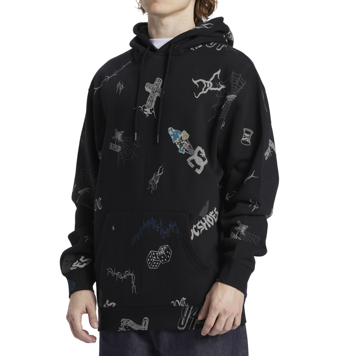 DC Scribble Pullover Men Hoodie Black | US-7841BEX