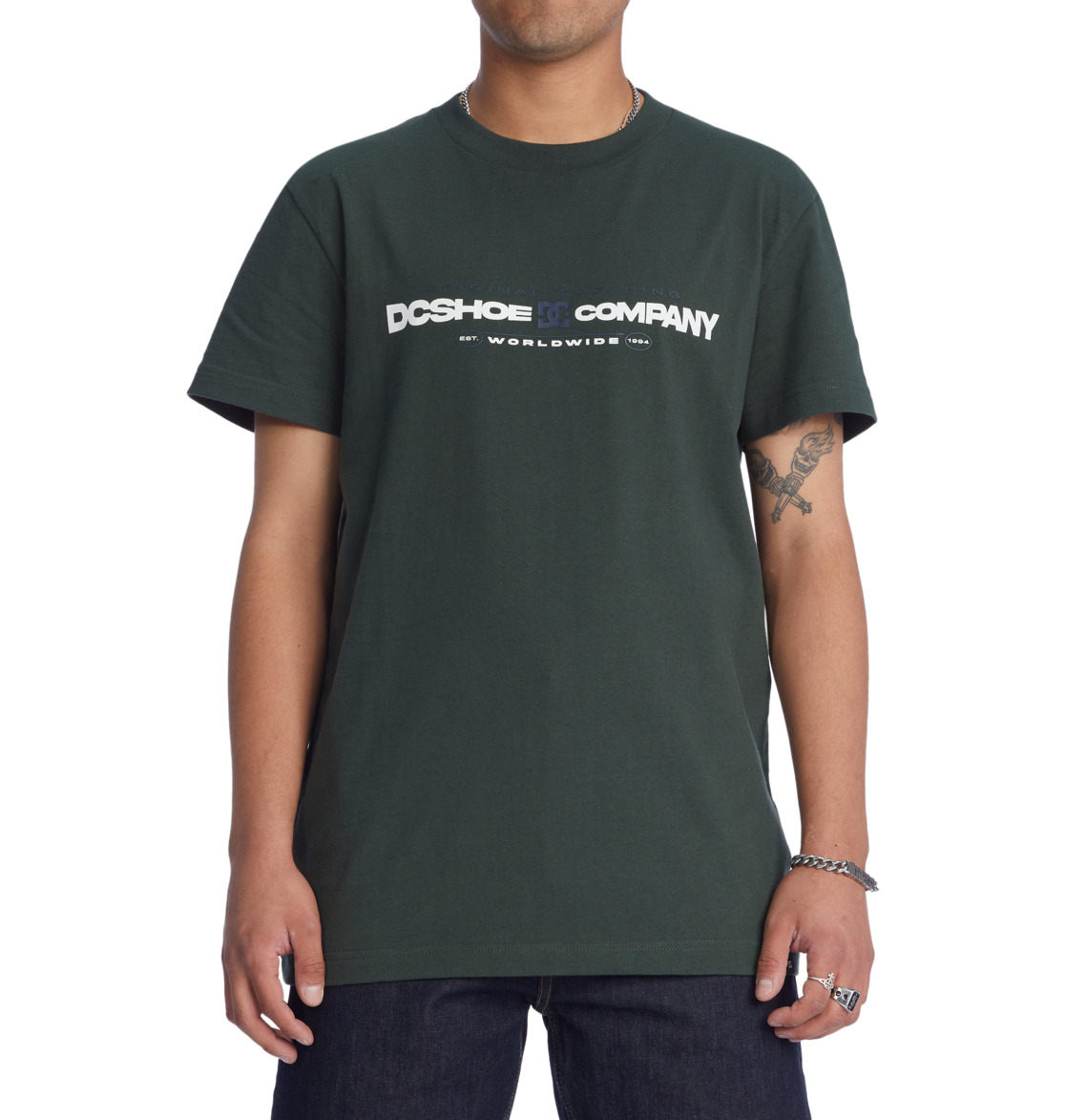 DC Sku Up Men T-Shirt Deep Green | US-6275OSZ